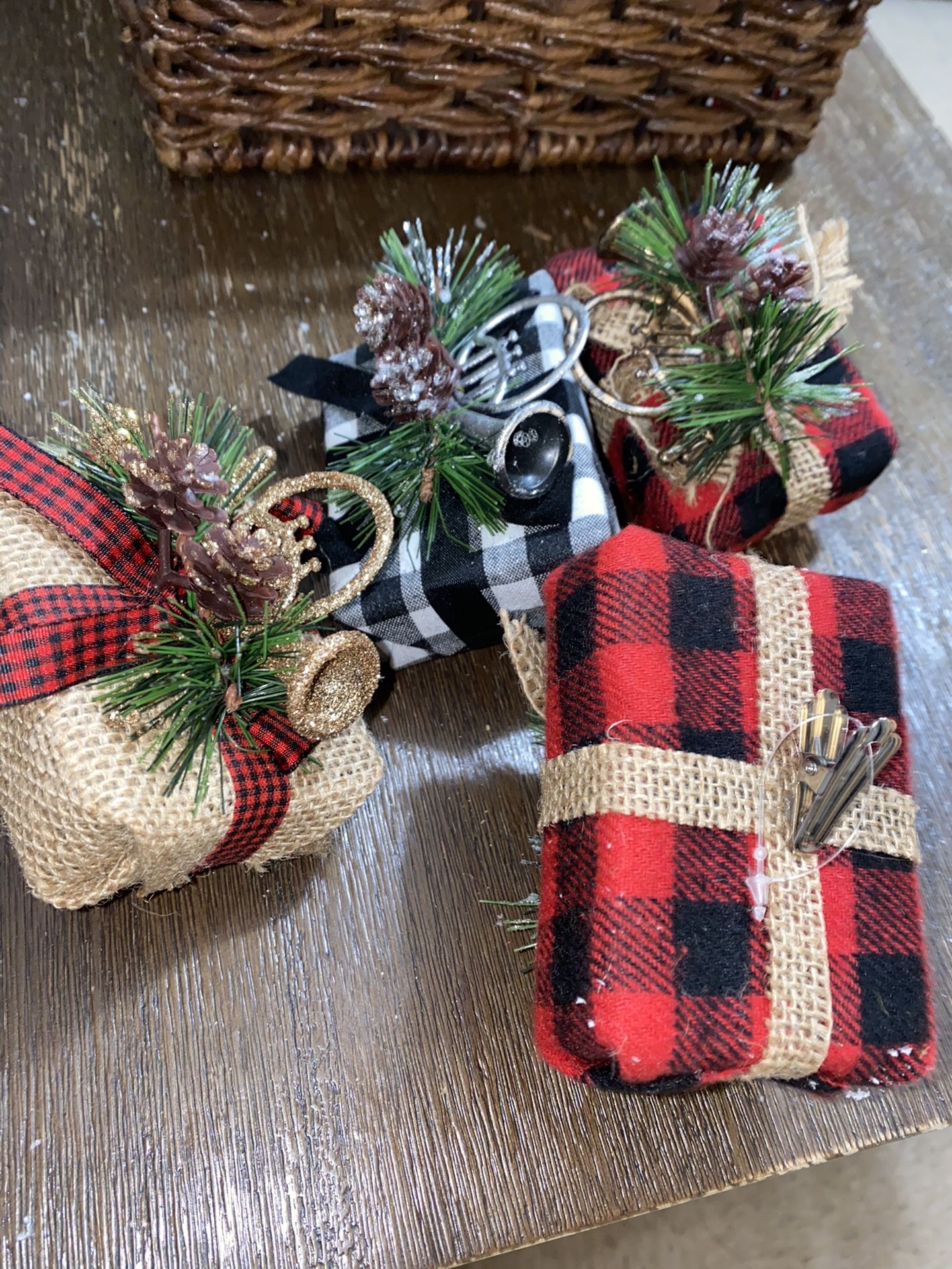 Modern buffalo plaid Christmas package