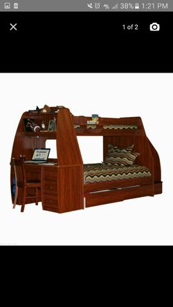 Twin wooden bunk bed cherry wood Thumbnail