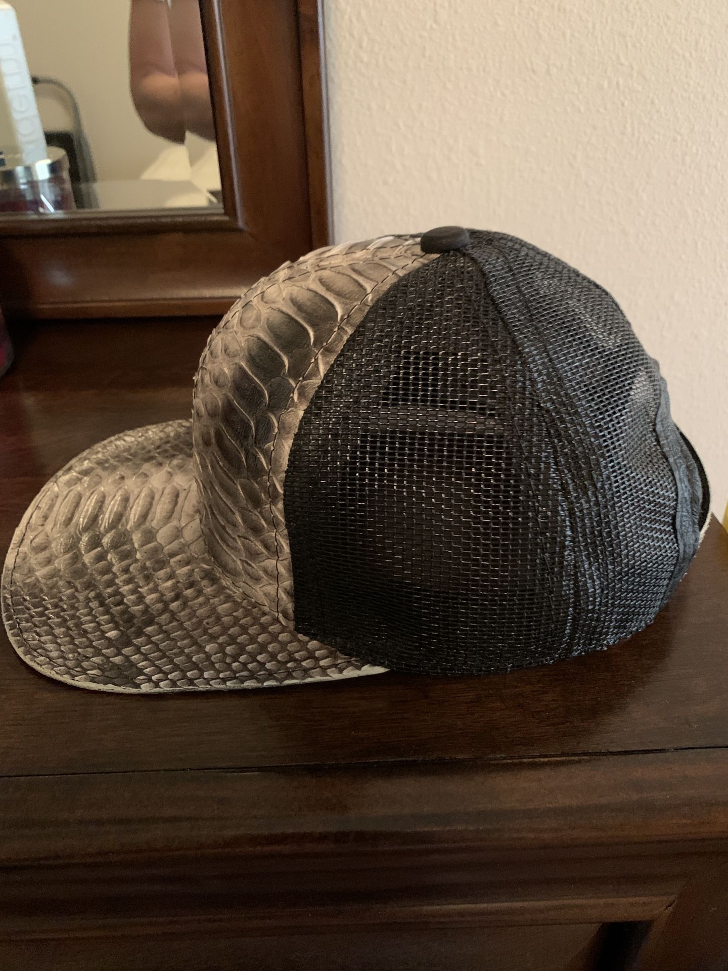 Cap- Genuine Python & Fishnet Back Snapback
