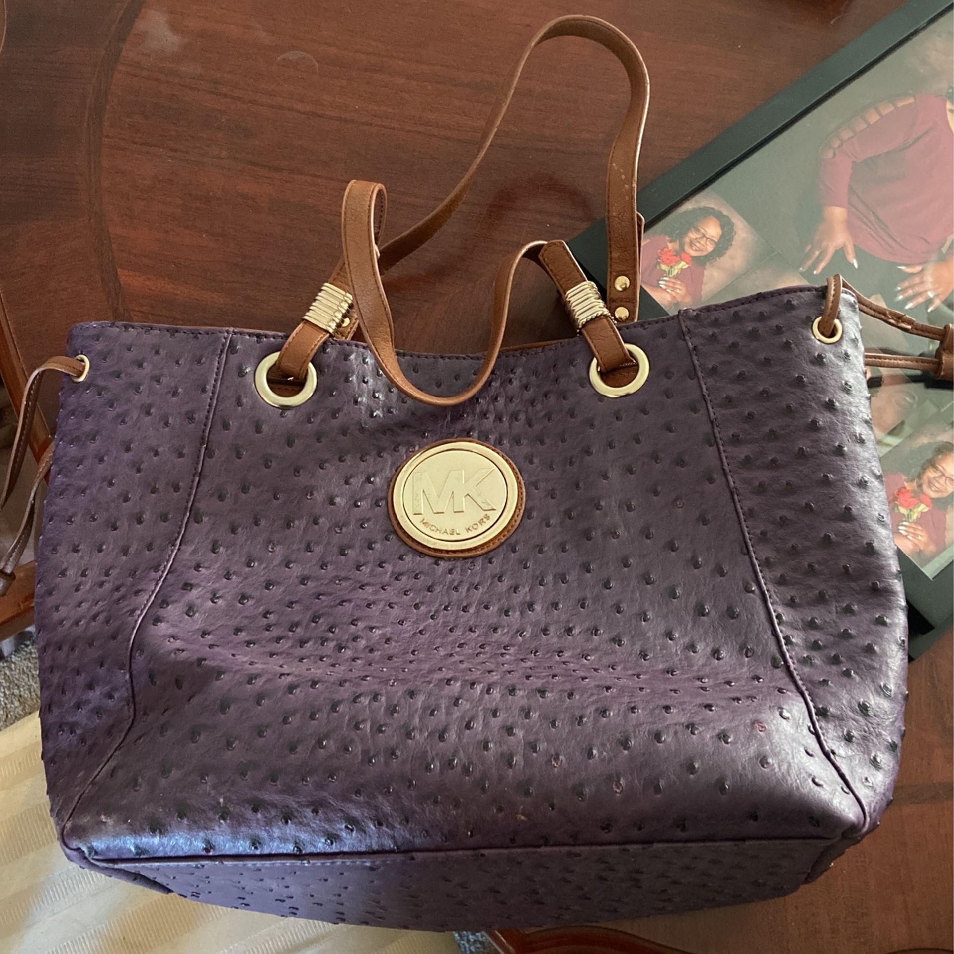 Authentic Purple Leather Micheal Kors Bag