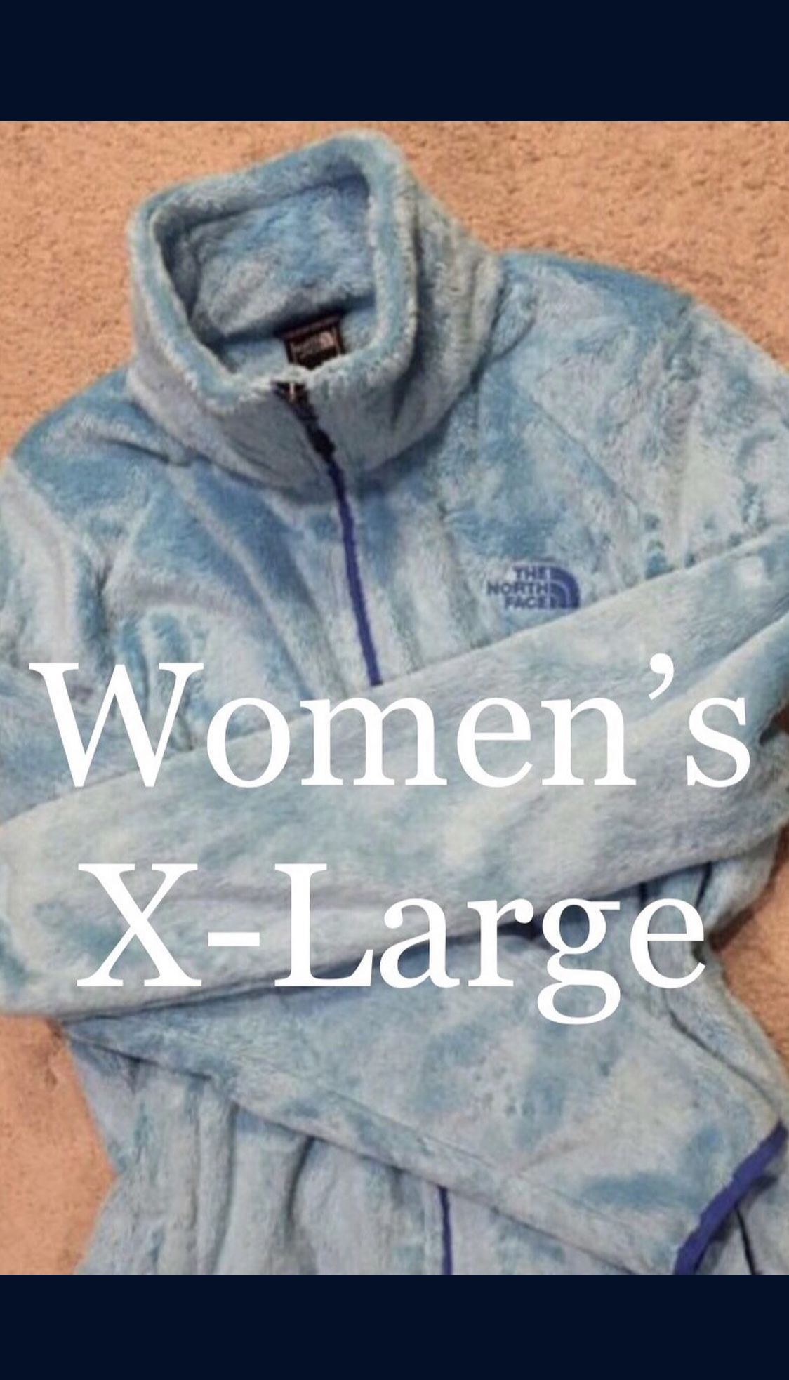 North Face / Soft Cozy Fuzzy Fleece Sweatshirt Jacket Coat / SIZE: Women's X-Large / Brand New w/o Tags! / Baby Blue Dream