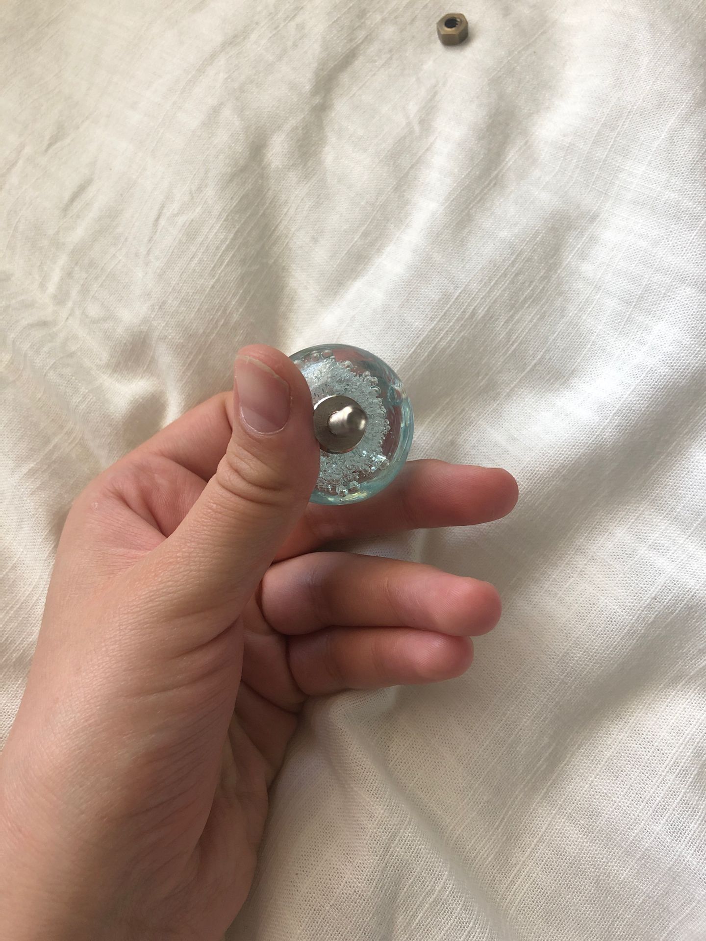 Blue bubble dresser knob