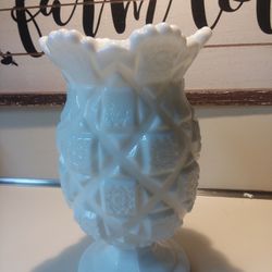 Milk Glass Quilt Pattern Vase Thumbnail