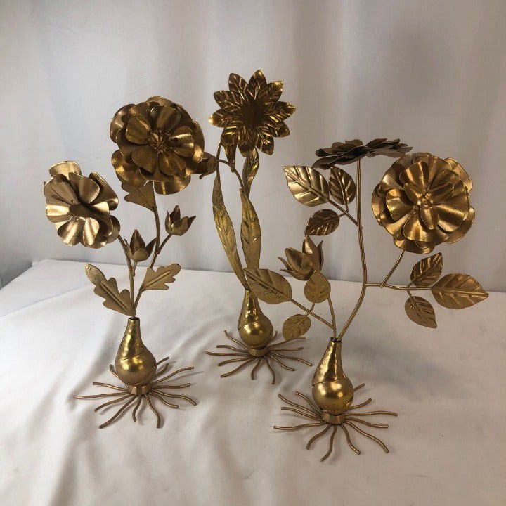 Metal Golden Flowers Set Decoration