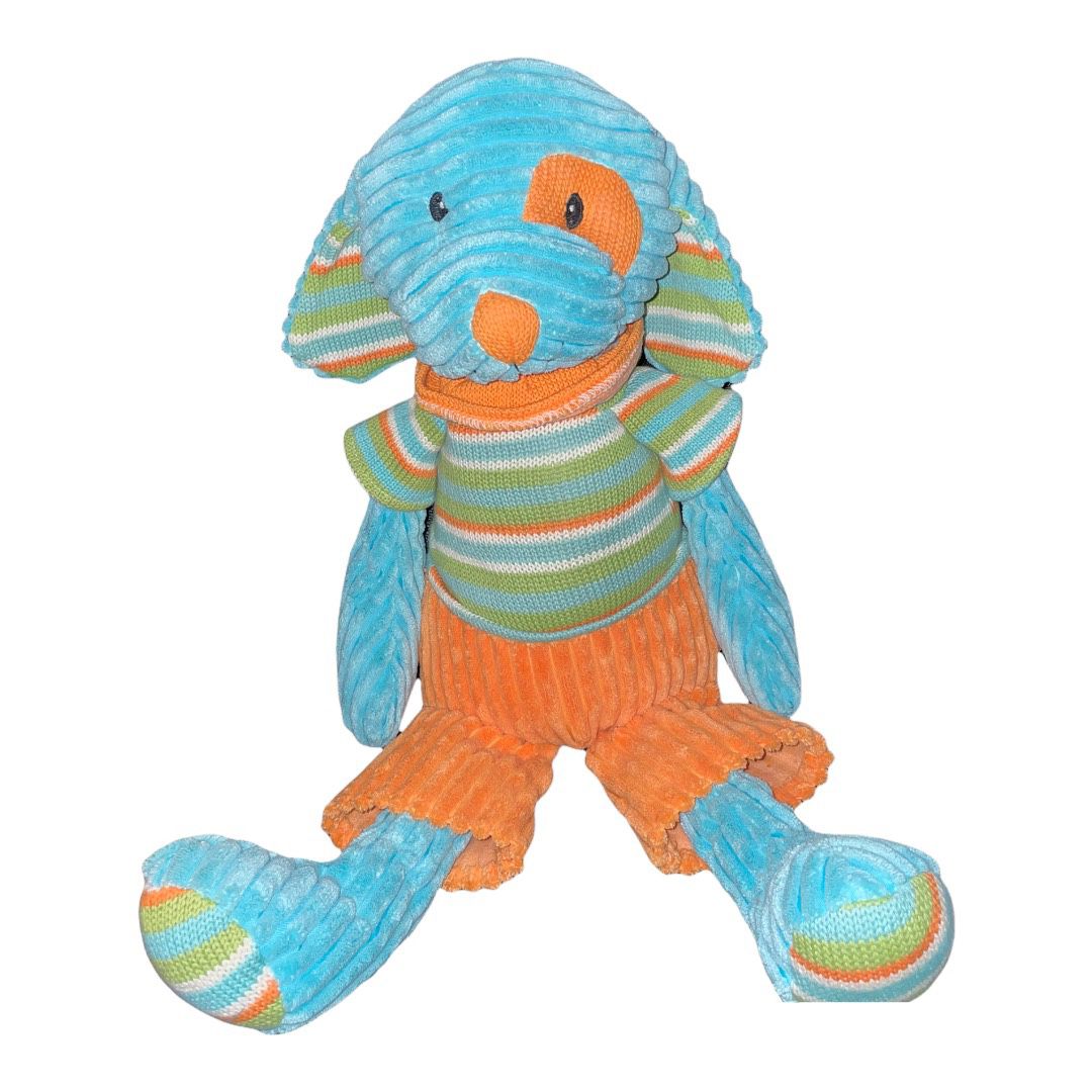 Maison Chic Puppy Dog Soft Plush TURQUOISE/ORANGE Deluxe Baby Toy approx “23