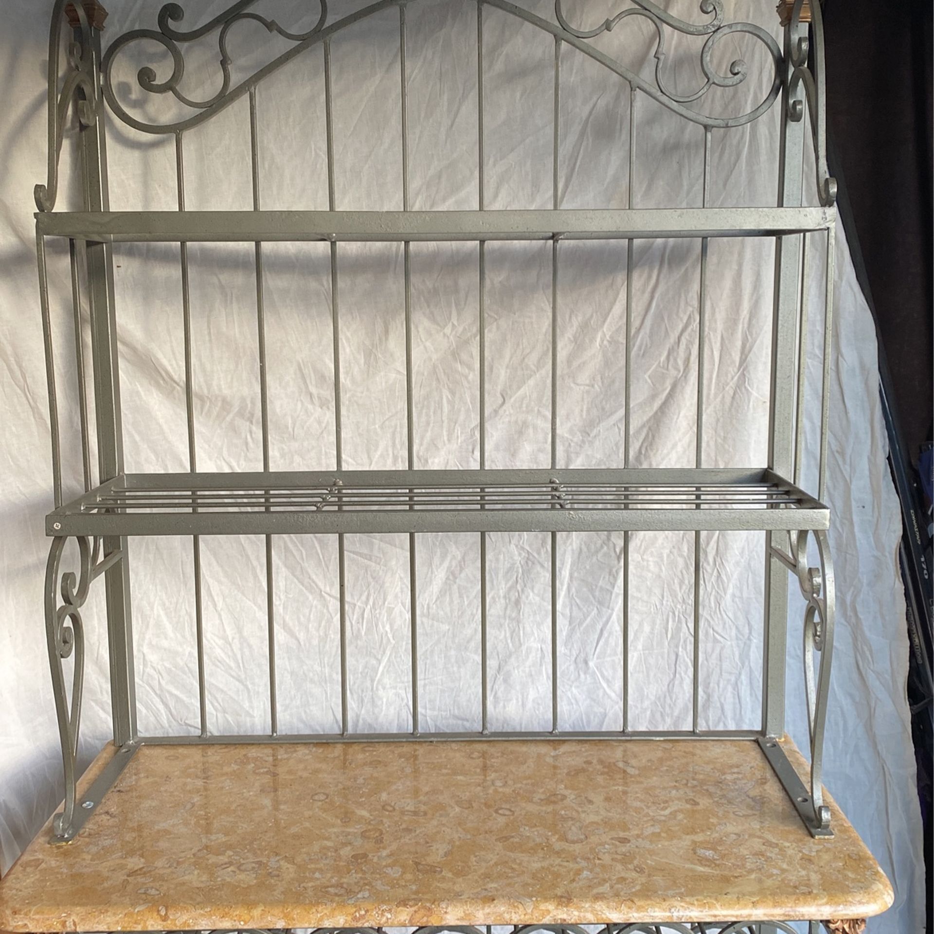 Bakers Rack With Solid Imported Marble.
