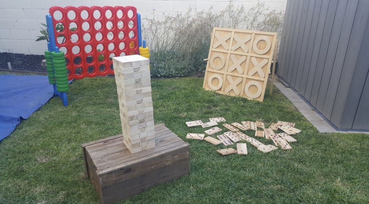 Large Party Games Connect Four Jenga Cornhole Tic-tac-toe Dominoes