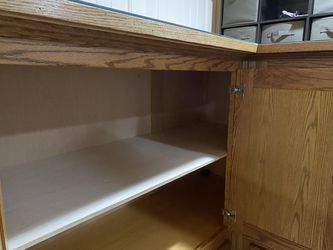 Handcrafted oak corner dresser with tons of storage￼ Thumbnail