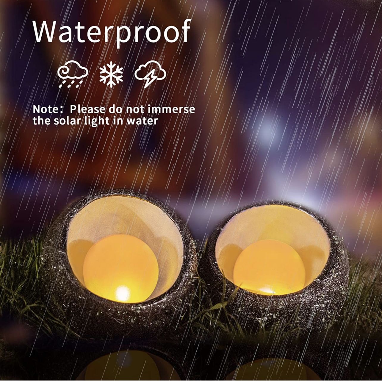 Solar Lights Outdoor Decorative, Resin Dinosaur Egg Solar Powered Outdoor Lights Decor, Waterproof Amber LED Landscape Lighting for Garden Patio Porch