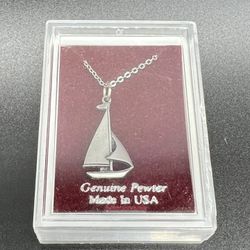 Pewter Sailboat Necklace and 18 Inch Chain  Thumbnail