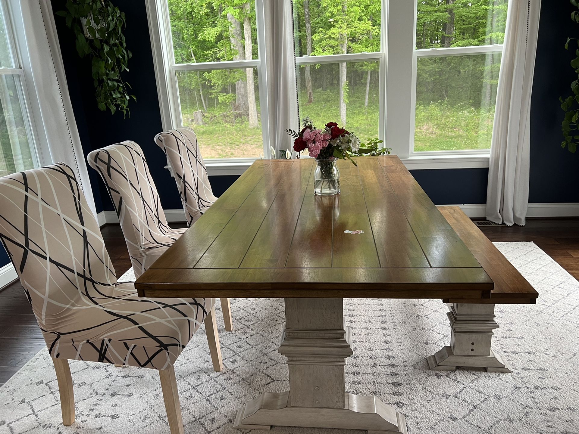 Dining Table With 4 Chairs & Bench