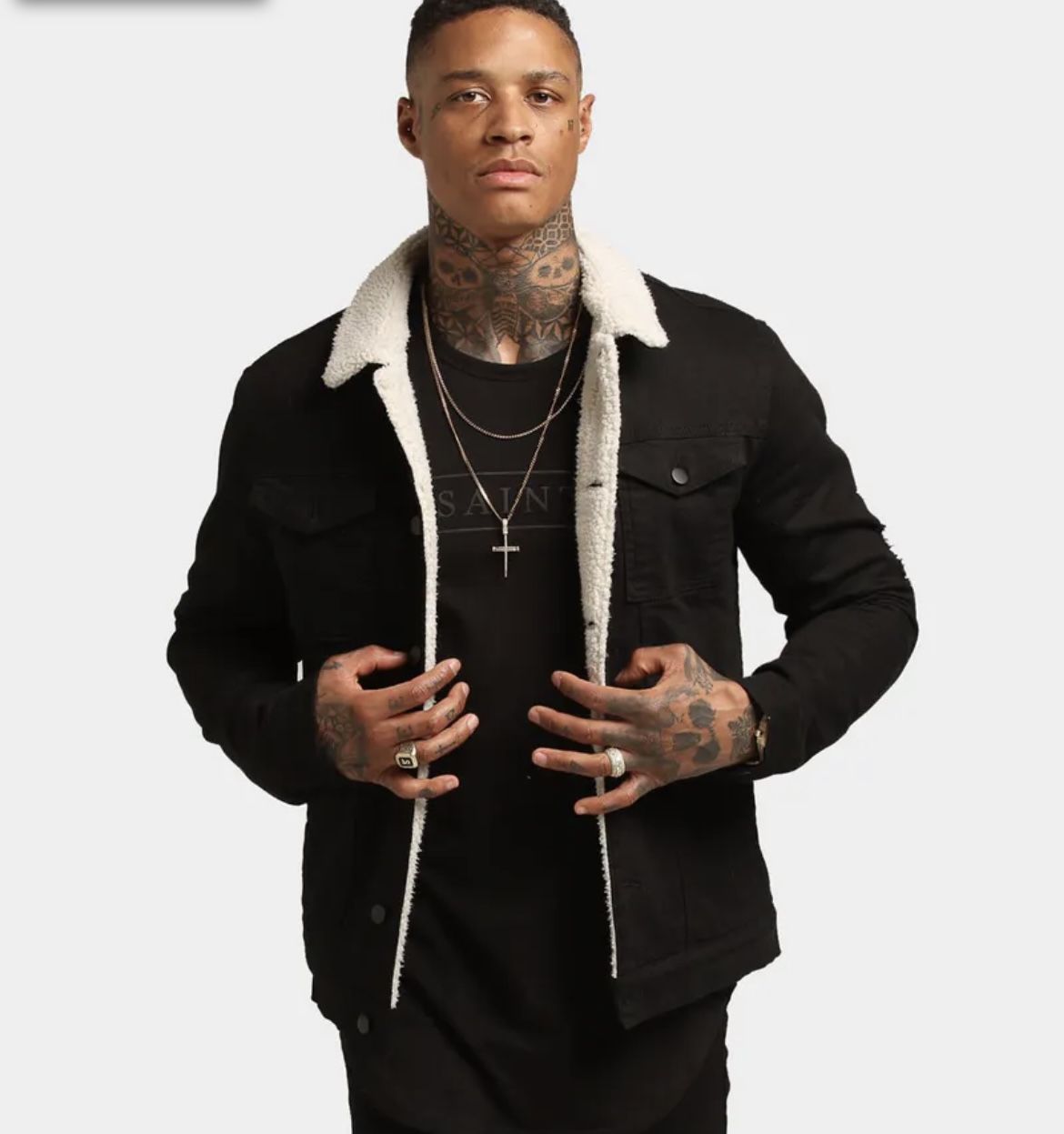 3x SAINT black Sherpa Denim Jacket