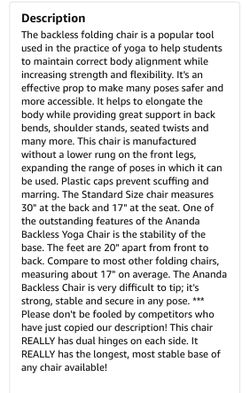 Ananda White Backless Yoga Chair, Backbender-Ready, Extended Base Flexibility and Strength Training Tool Thumbnail