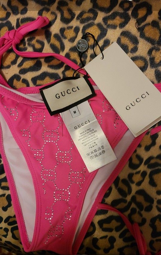 GUCCI Hot Pink Bikini and RHINESTONES