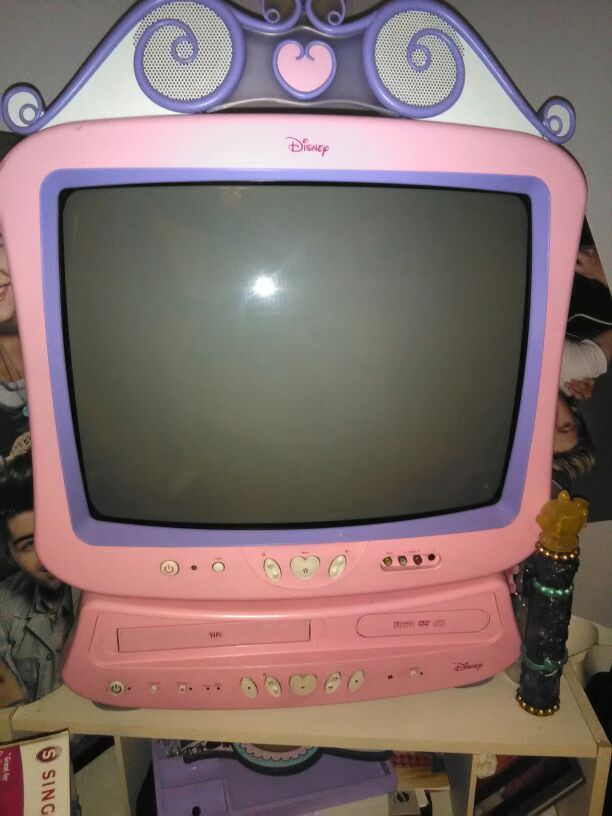 Working Disney Princess 13 Tv Pink Purple With Remote Dt 1350p Analog Including Dvd Vhs Player Box For Sale In Homestead Fl Offerup