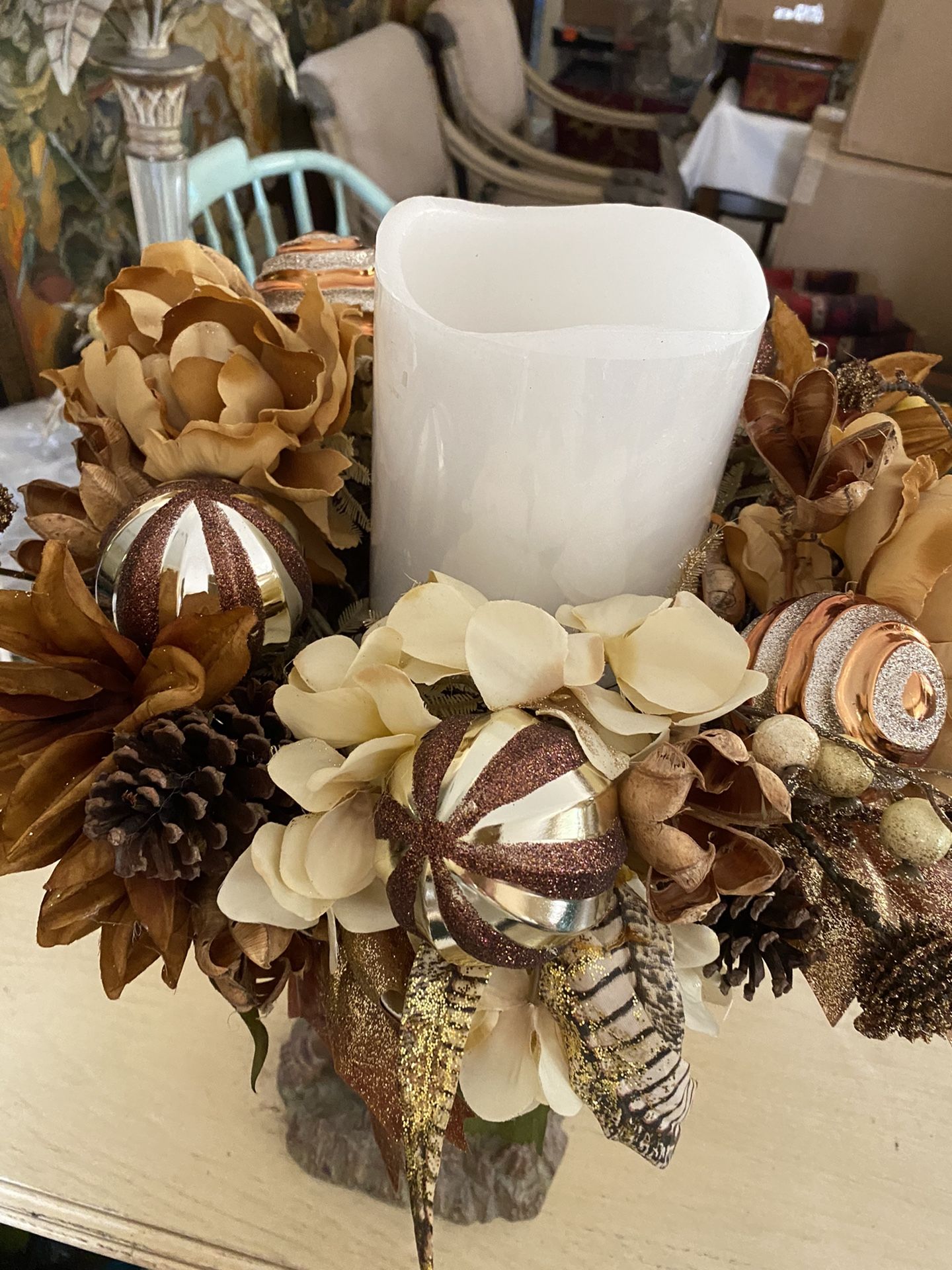 Fall centerpiece with Led Candle In Center