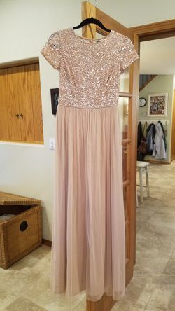 Blush pink floor length Bridesmaid Dress - size 2 with sequin top Thumbnail