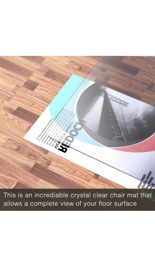 HOMEK Crystal Clear Chair Mat for Hardwood Floor, 1/8" Thick 48 x 36 inches Heavy Duty Floor Chair Mat, Good for Desks, Office and Home, Protects Floo