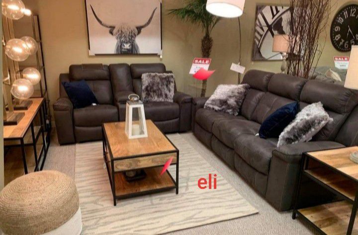 Jesolo Coffee And Dark Gray Reclining living Room Set. Sofa And Loveseat.. Delivery available