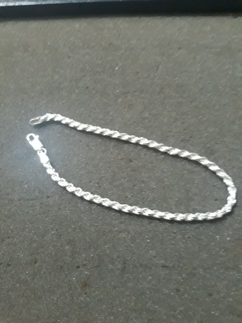 Sterling Silver Rope Chain/Anklet,Bracelet 9"(3.2mm)