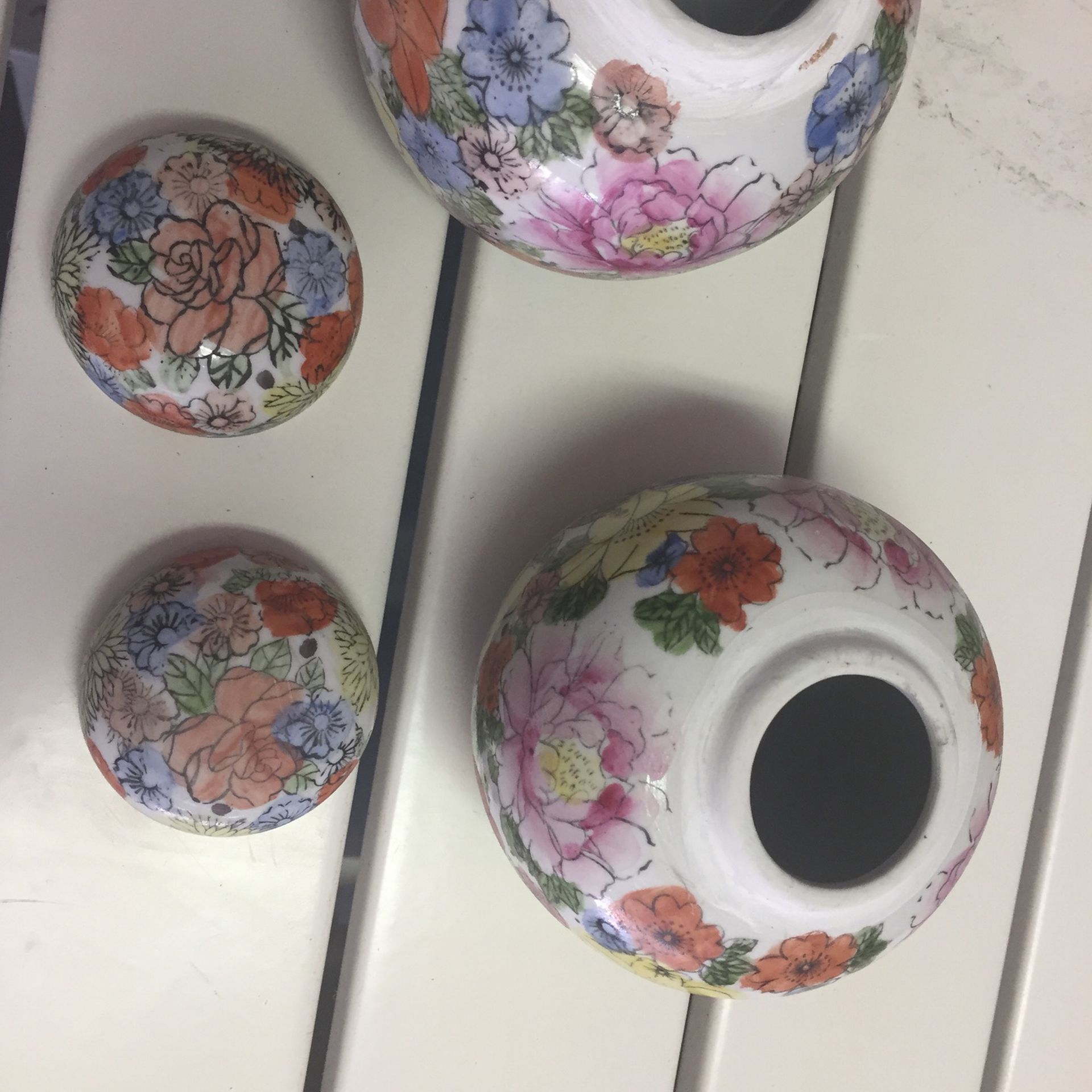 Vase Covered  Jar  China   Perfect Pair