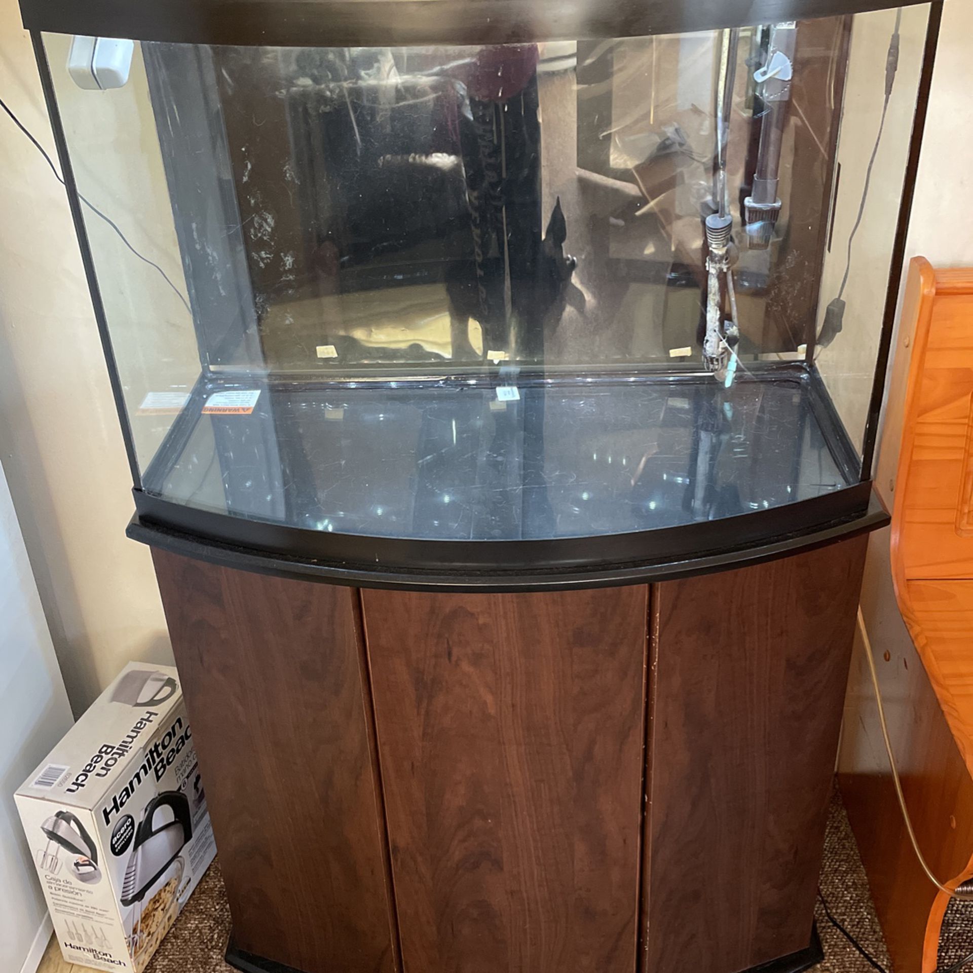 30 Gallon Bowfront Aquarium Tank With Stand, Light And Filter
