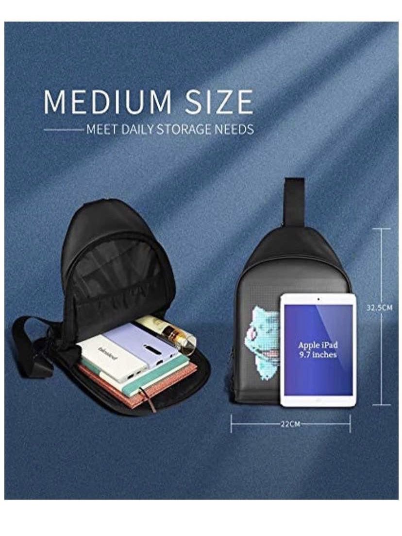 DIY Fashion Chest Bag With LED Full-Color Screen,Casual Daypack Backpacks,Fanny Pack,Crossbody Bags
