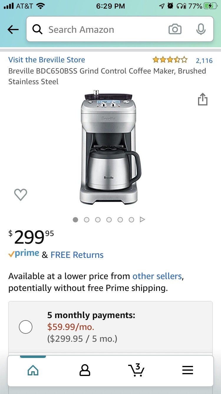 Breville coffee maker with built in grinder