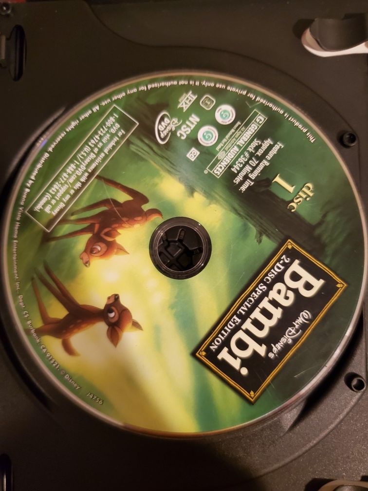 Movies on DVD: The muppets take manhattan, shrek 2, bolt, madagascar, brother bear, bambi, naruto legend of the stone of gelel