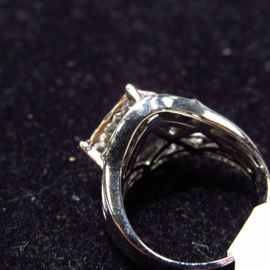 1.20ctw Princess Cut Diamond Cluster Statement Ring 14k White Gold Size 6