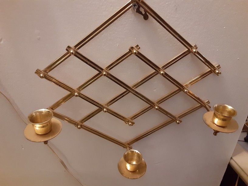 VERY NICE LOOKING Solid BRASS CANDLE HOLDER you can ADJUST IT TO short ARE Long HOLES 3 CANDLES