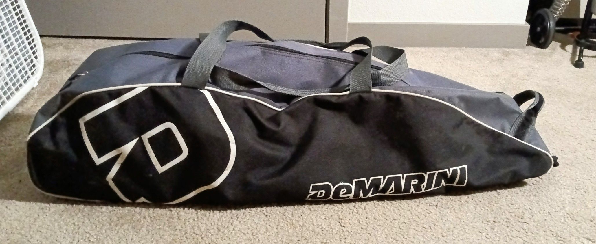 Misc. Baseball Equipment. 1 Demarini Bag, 8 Gloves Men, Woman, Children, Misc. Softballs And Baseballs, And 1 Bottle Glove Conditioner