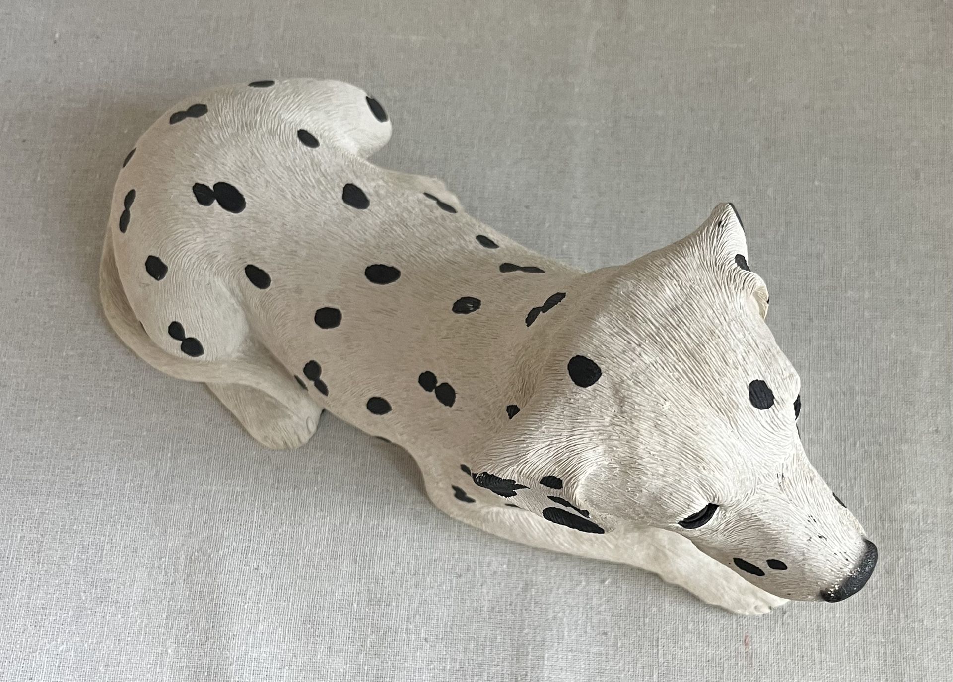 Vintage 1986 Dalmatian Dog Sandicast Sculpture Handpainted & Signed Sandra Brue
