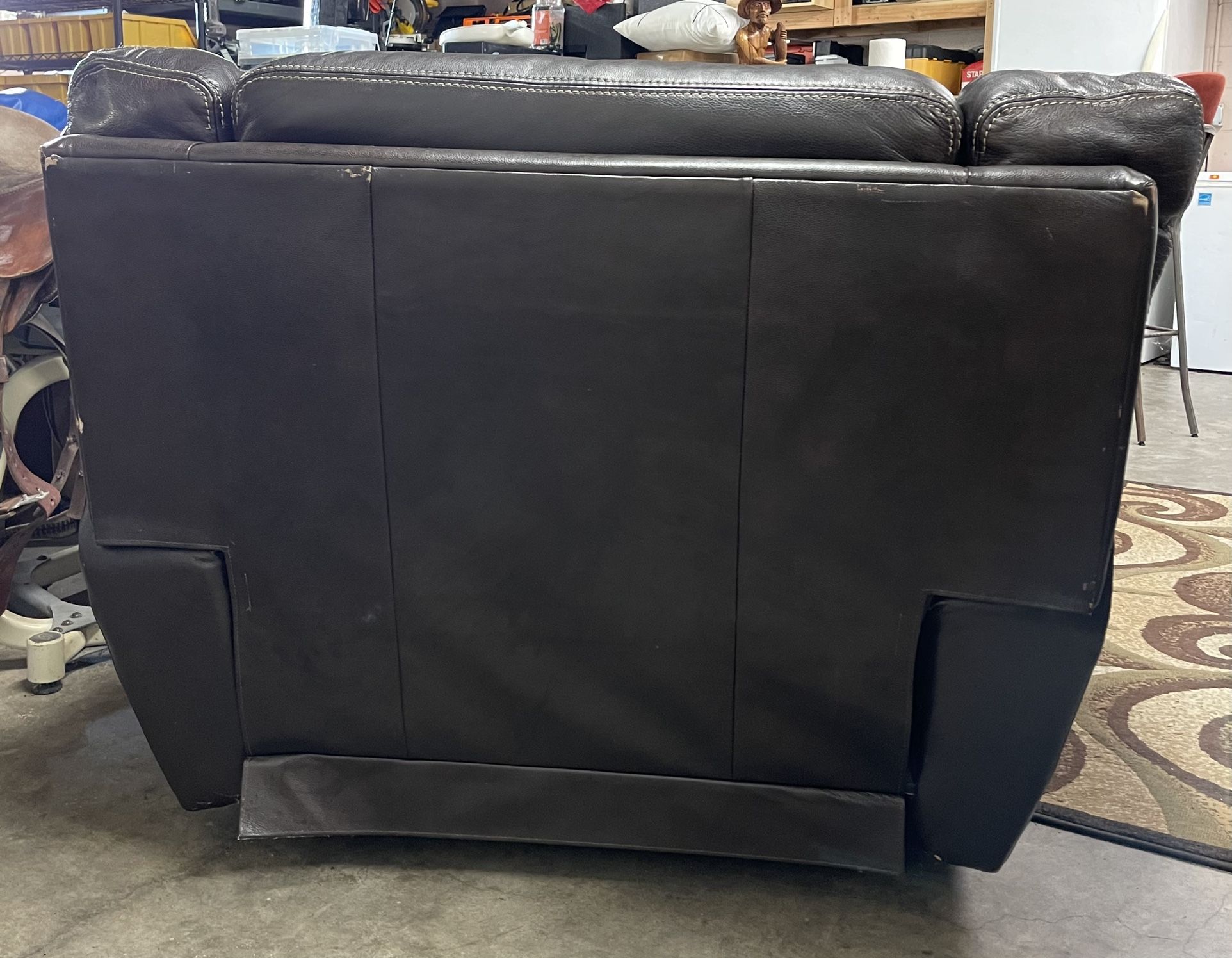 La-Z-Boy Dark Leather Reclining Chair & A Half