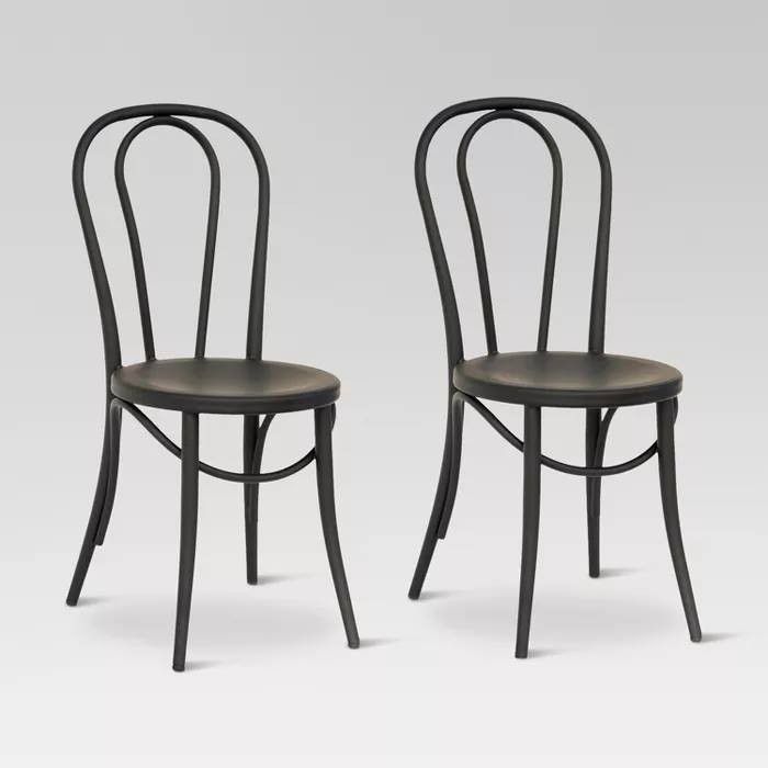 Set of 2 Emery Metal Bistro Patio Chair Matte Black - Threshold™