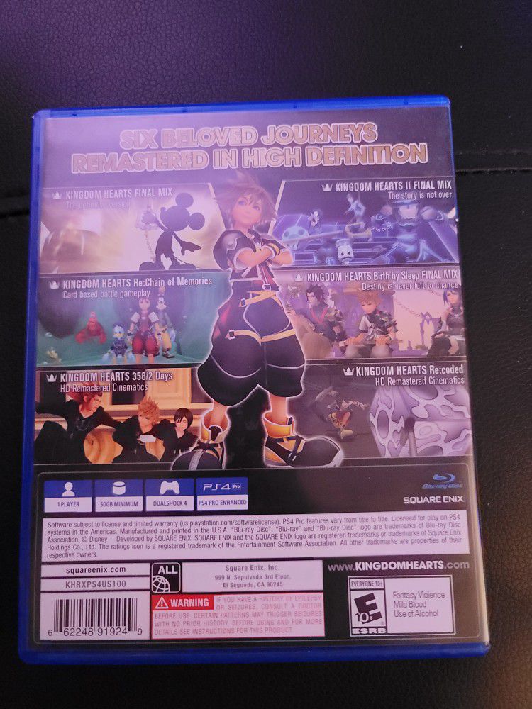 Ps4 Game .. Kingdom Of Hearts Remastered !!!