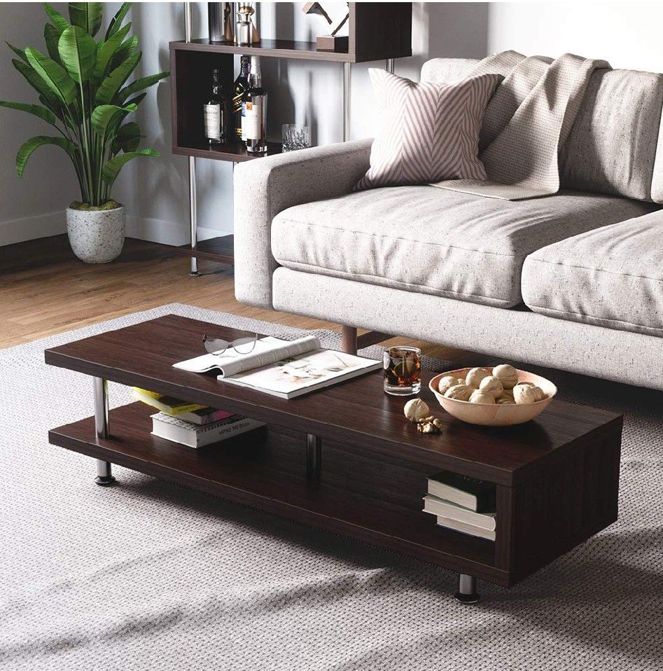 Elegant Media Center Wood Storage Console w/ Steel Frame/Coffee Table/Sofa Table/TV Stand for Home Office