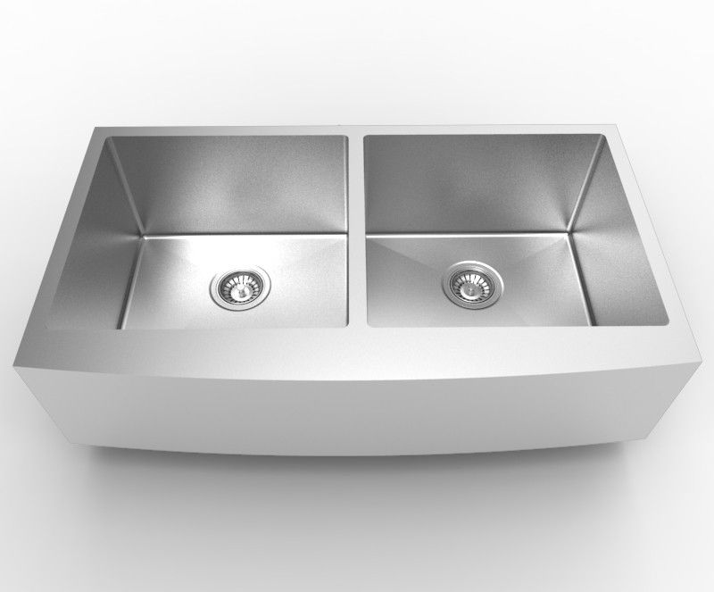 Ocean Royal Farmhouse Apron-Front Stainless Steel 36 in. Double Bowl Kitchen Sink - #61402-OS