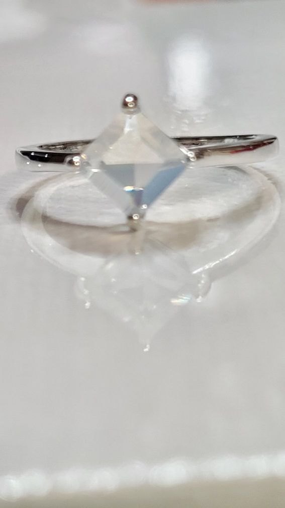 Shipping only! Princess cut Moonstone work Ring size 7