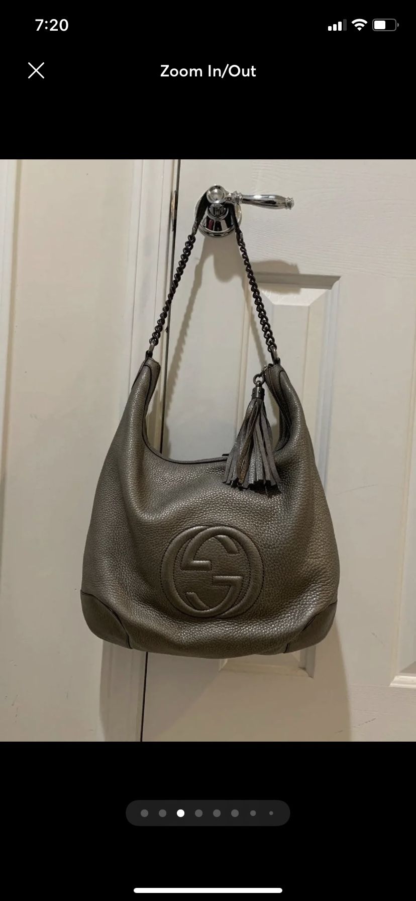 Gucci Silver Soho Chain Strapped Hobo Shoulder Bag