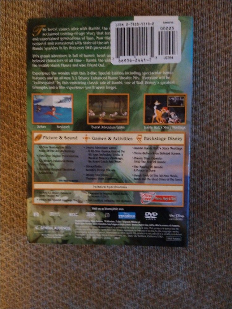 Walt Disney's Bambi 2 Disc Special Edition Brand New