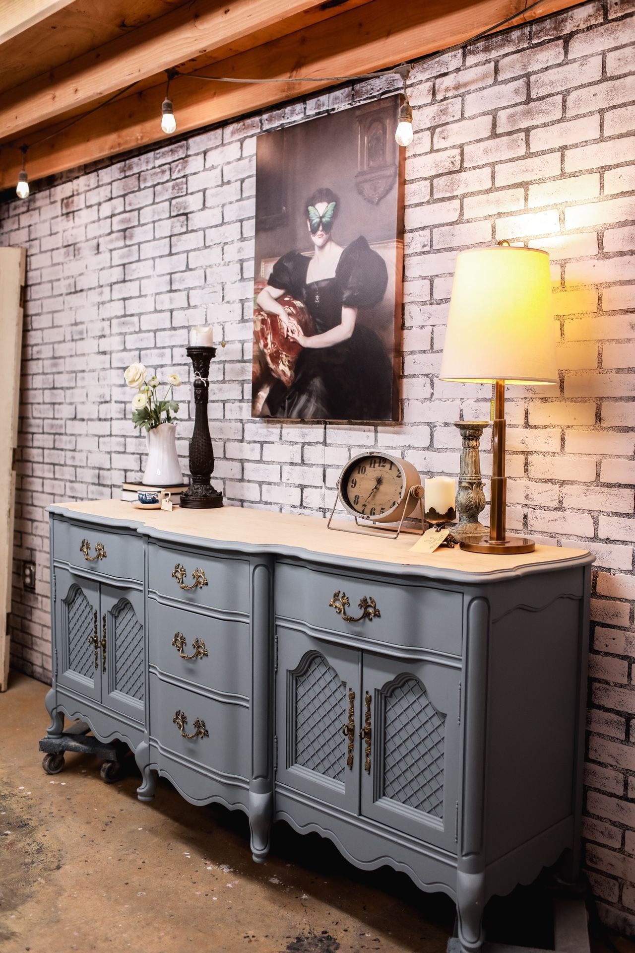 Gorgeous French Provincial Blue And Wood Dresser