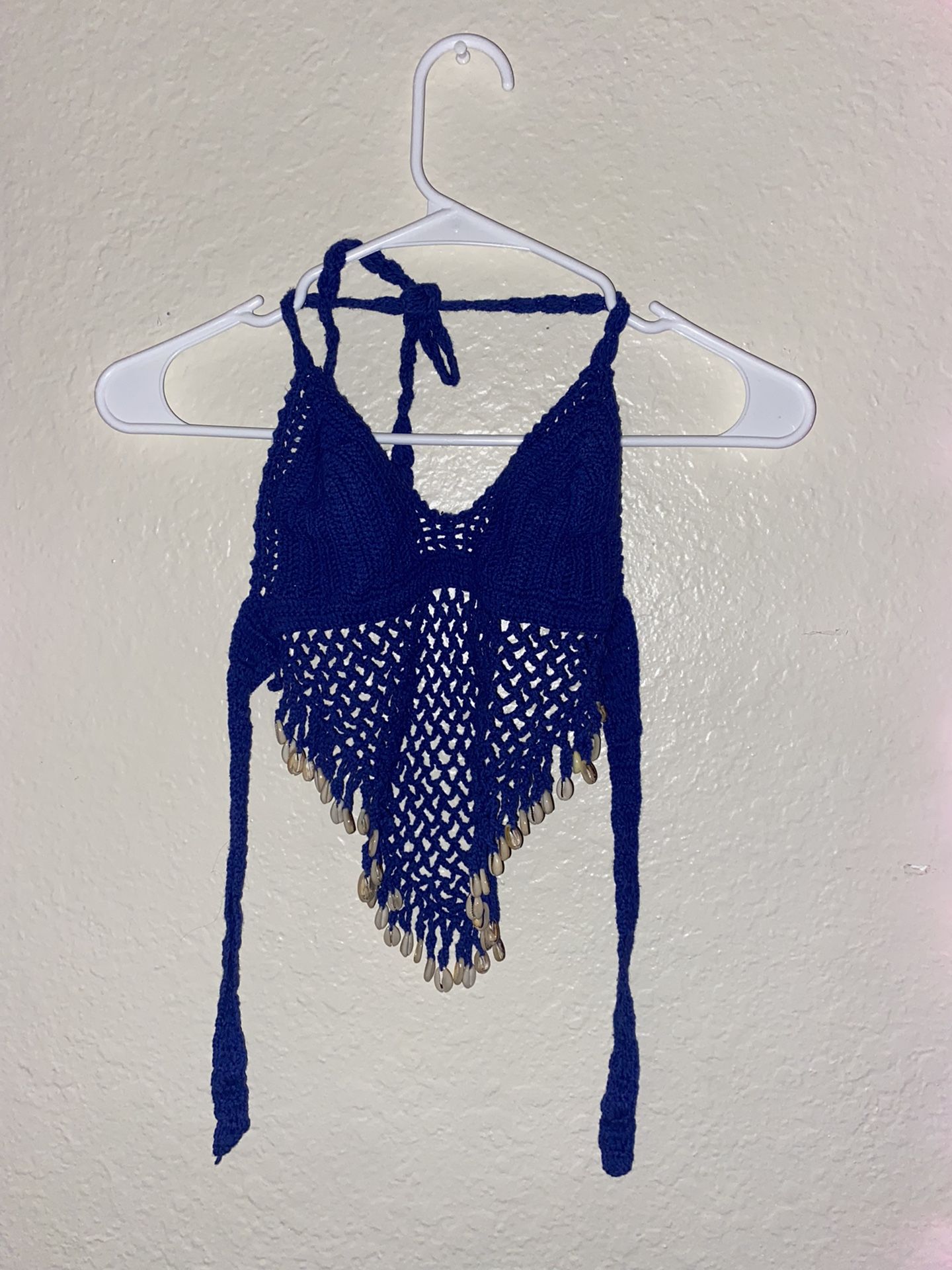 Crochet & Cowrie Shell Swim Top/Crop Top
