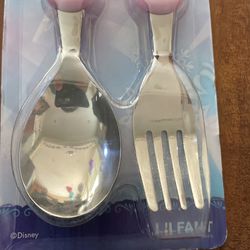 Disney frozen Elsa Anna Spoon Fork Utensils Pink Set Thumbnail