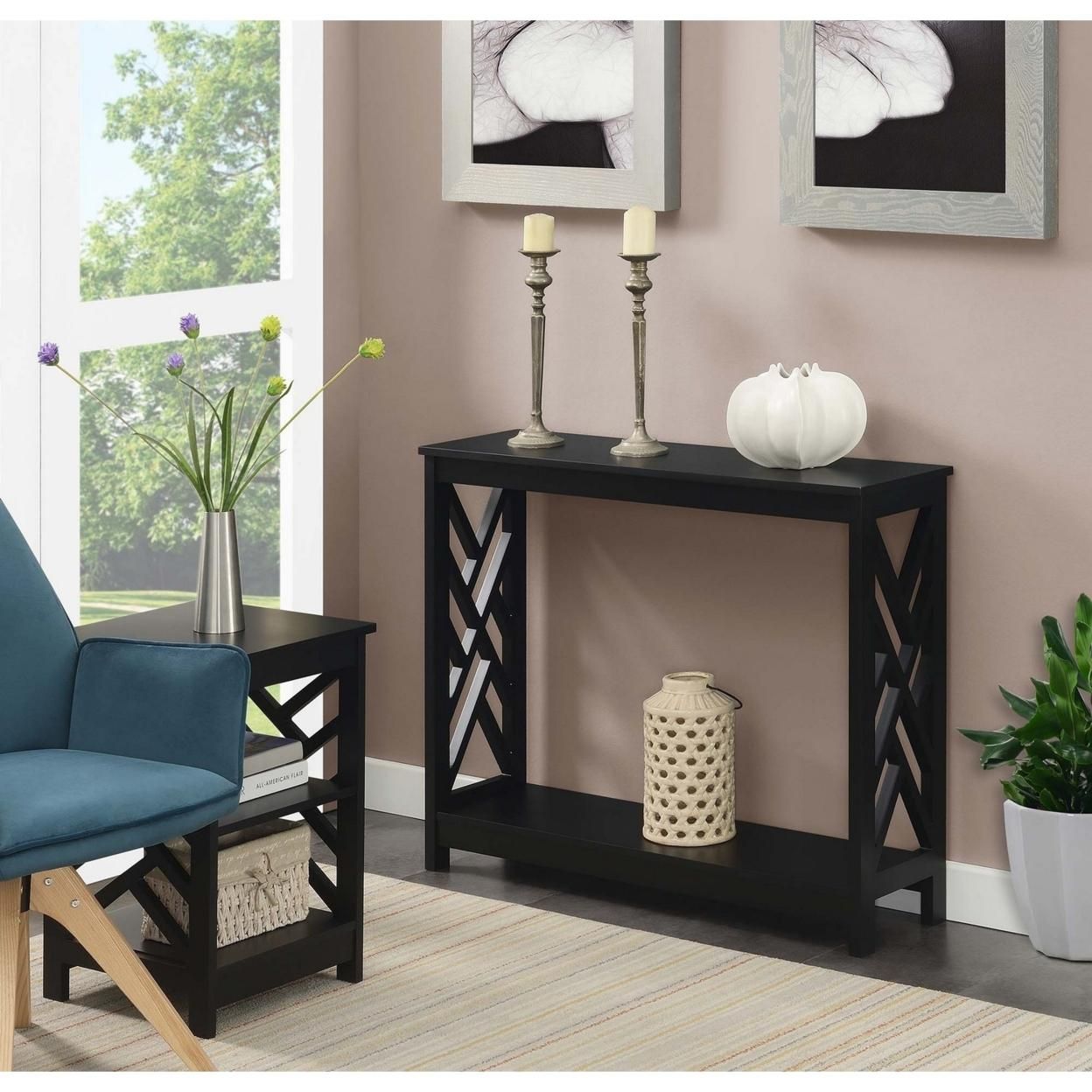 Titan Console Table with Shelf, Black