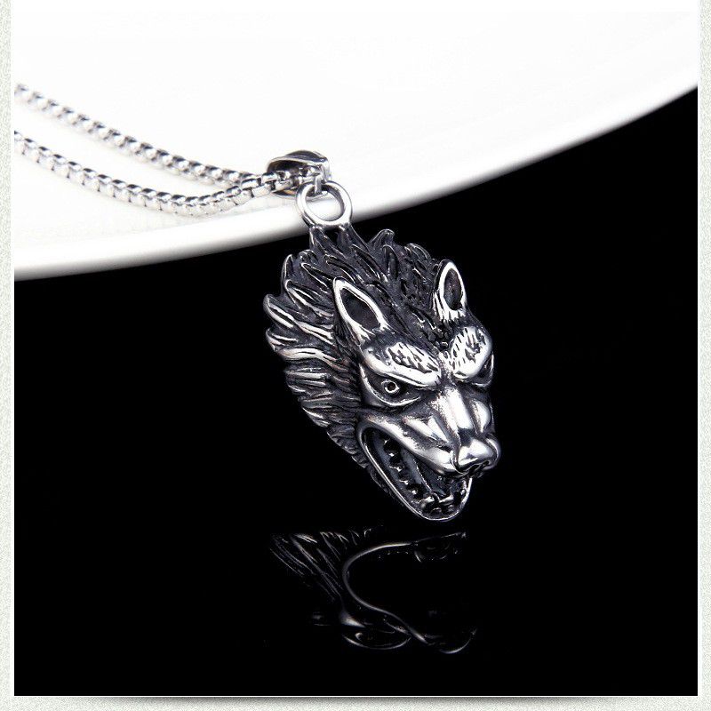 "Hip Hop Hollow Retro Trendy Wolf Head Pendant necklace for women/men, N90201P202
 
 
