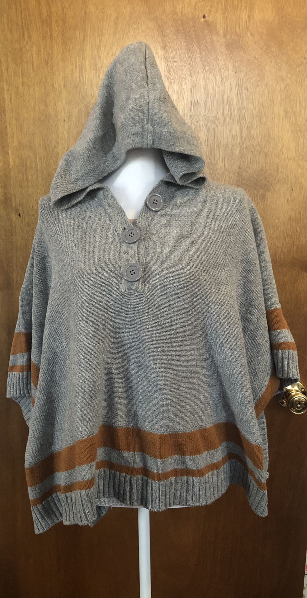 Gray Poncho Sweater