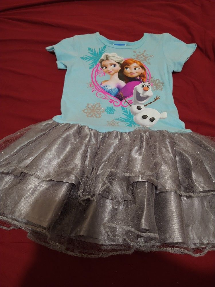 Girls Dress Disney Elsa Gray Puffy 4-5t
