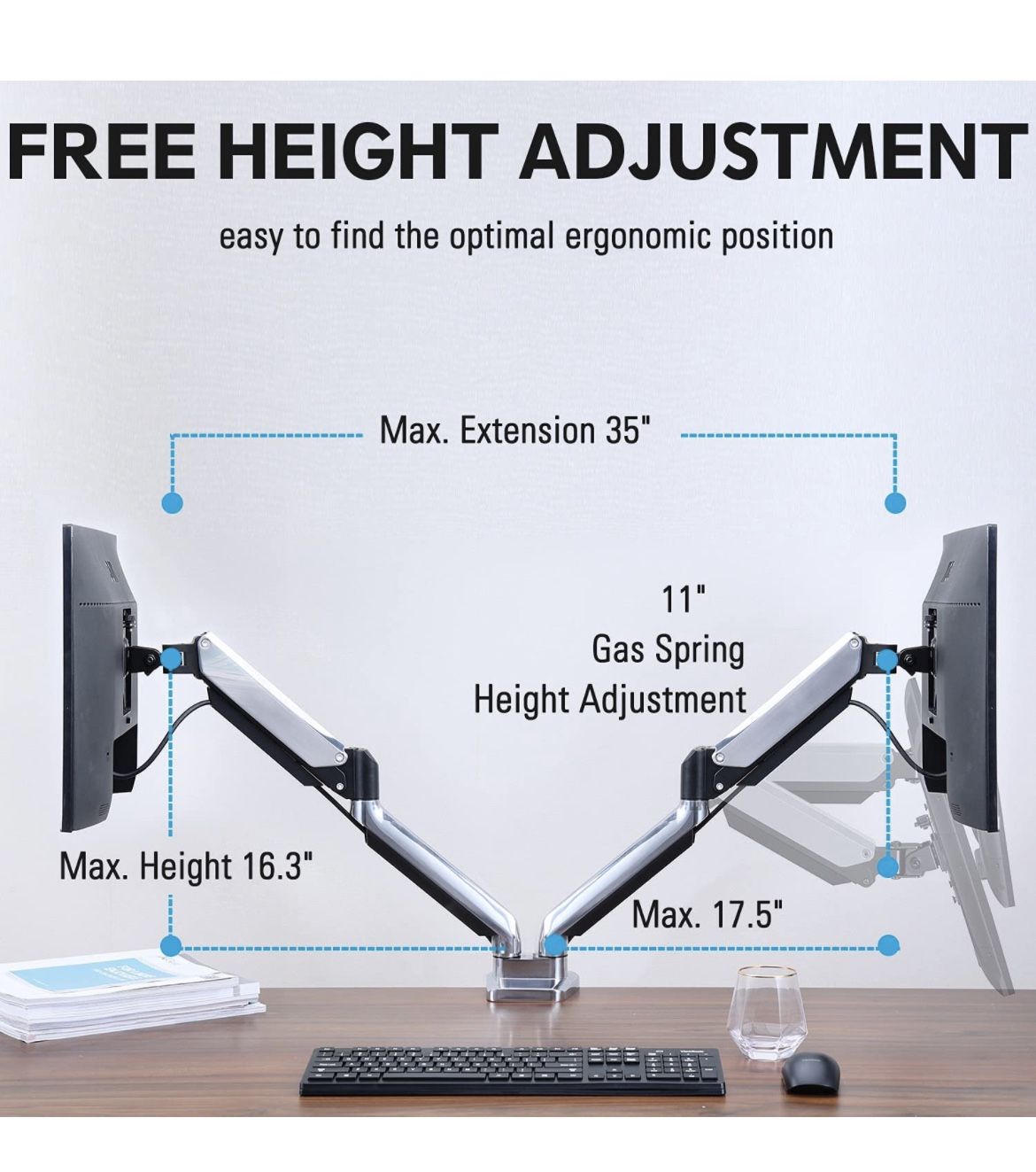 New - Dual Monitor Desk Mount - Aluminum