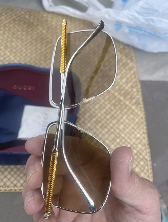 Gucci Women's Fashion GG0365S GG/0365/S 003 Gold Square Sunglasses 63mm
